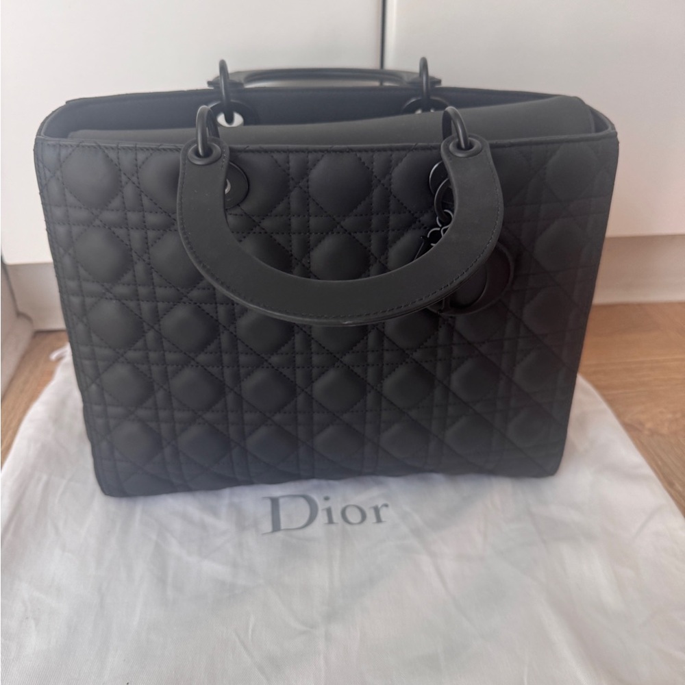 Dior Matte Black Quilted Tote